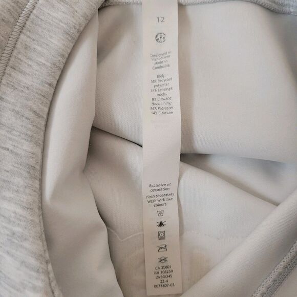 Lululemon AirWrap Hoodie Emboss Wordmark Gray Women Pullover Sweatshirt LW3G04S - Picture 5 of 6